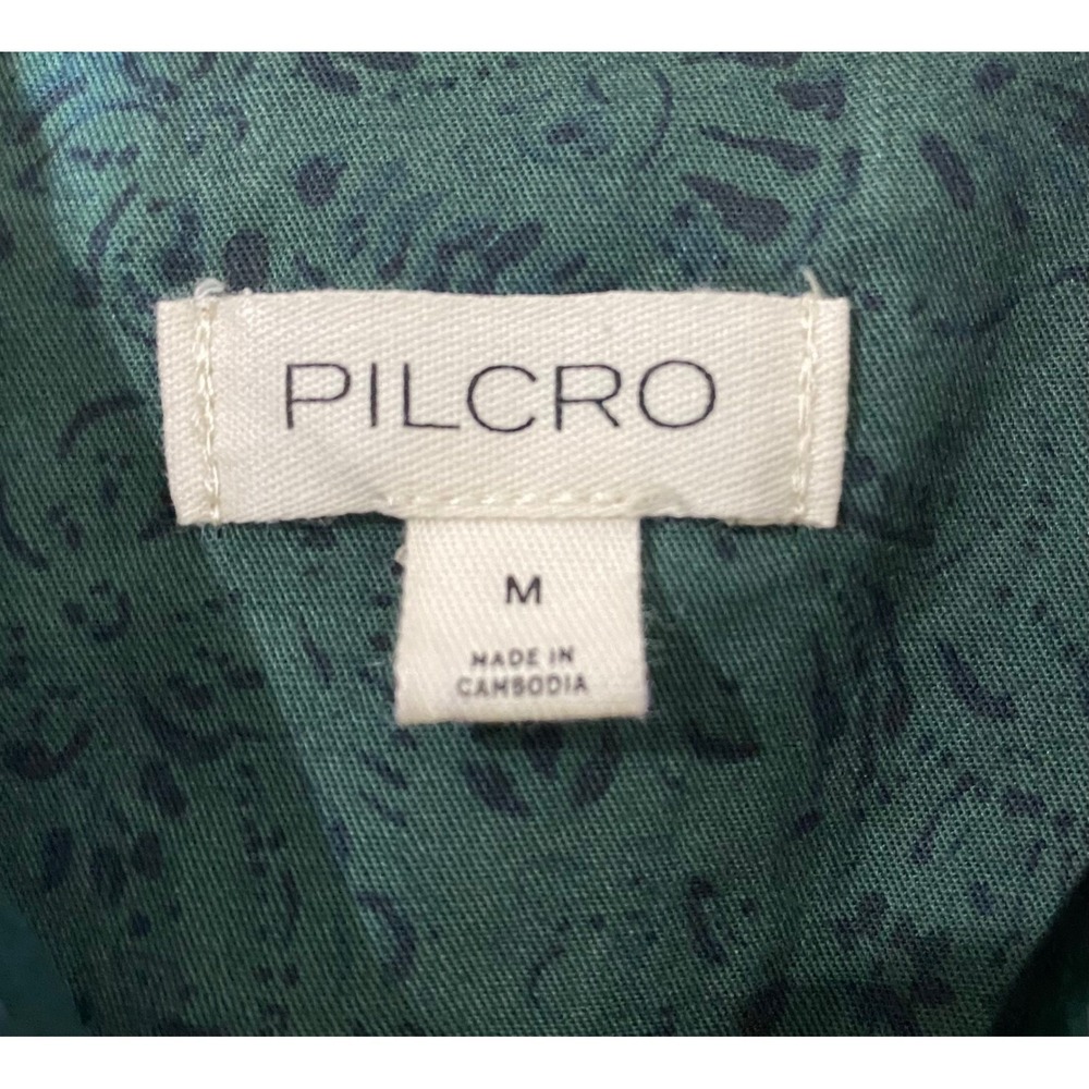Anthropologie Pilcro The Hadley Relaxed Button Down Green Velvet Shirt Medium - Picture 4 of 6
